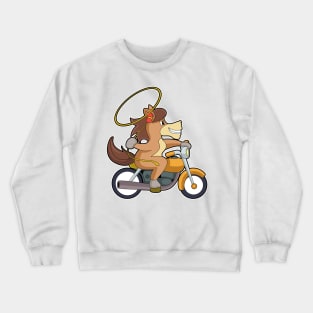 Horse as Cowboy with Lasso & Motorcycle Crewneck Sweatshirt